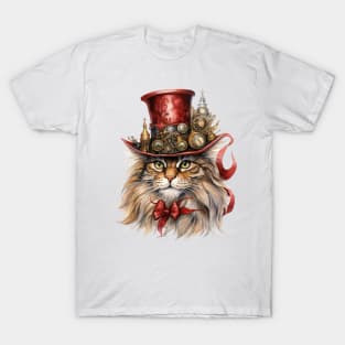 Steampunk Christmas Cat T-Shirt